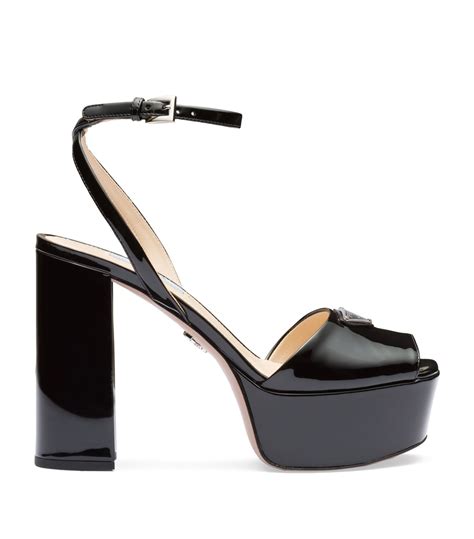 prada patent leather slingback sandals|Prada patent leather platform sandals.